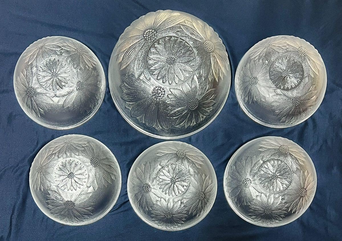 Amazon.co.jp: 日本製 曽我SOGAガラス 中鉢1＆小鉢5 菊きくホ－ム鉢